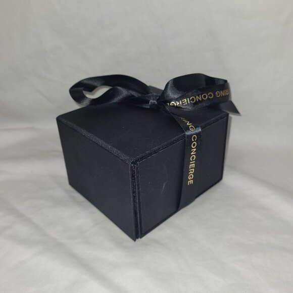 Ring Concierge Bracelet Box Black Empty Magnetic Attached Ribbon Pillow Logo - Picture 2 of 14